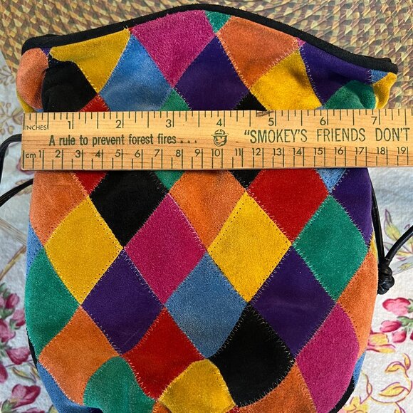 GINO Vintage 80's Suede & Leather Draw String Bucket Bag - Picture 14 of 16